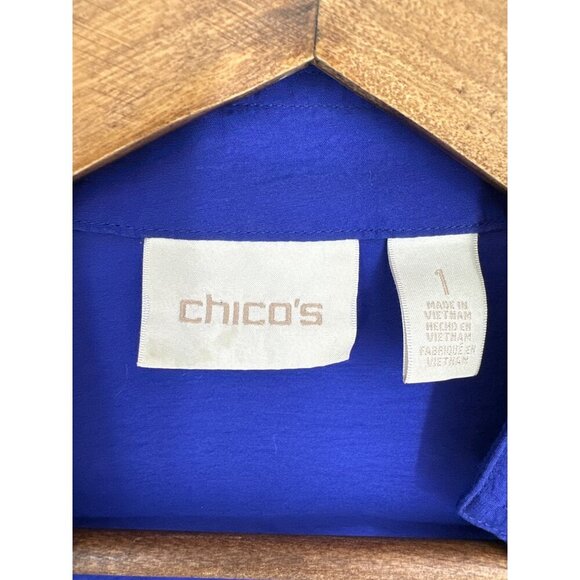 Chico's Open Front 3/4 Ruched Sleeves Zip Pockets Jacket Size 1 US M - Picture 5 of 9